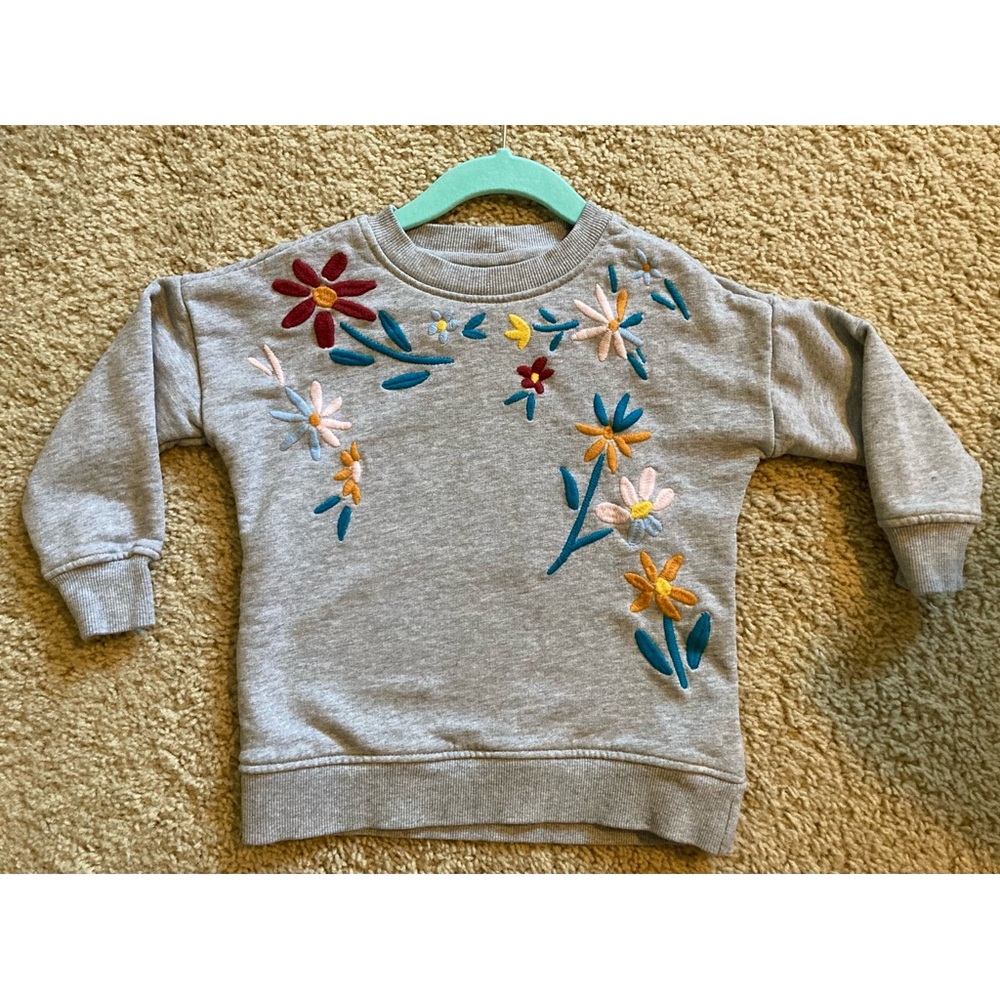 Hanna Andersson Gray Sweatshirt with Floral Embroidery